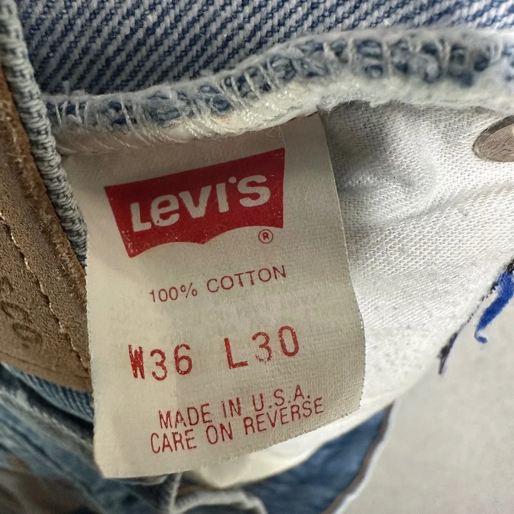 Levis 540 Mens Jeans 36x30 Vintage Made USA Relaxed Fit Leather Tab 40540-0214